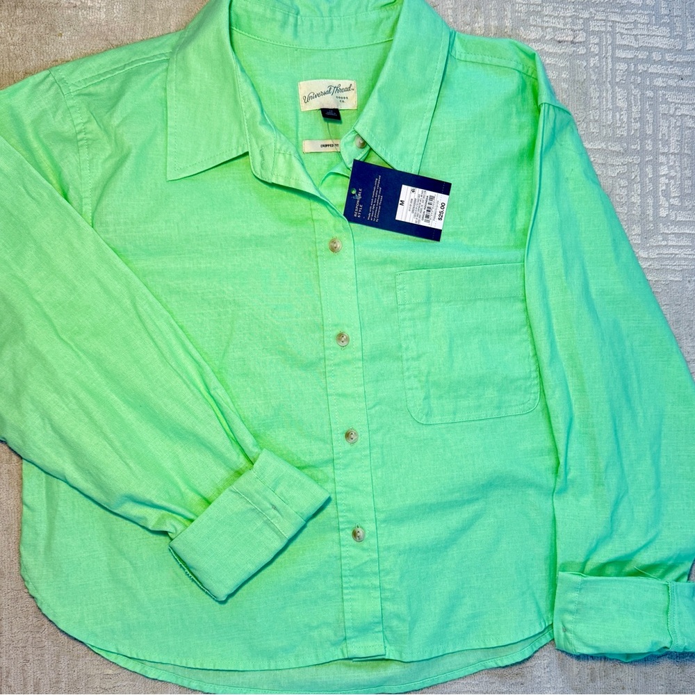 Universal Thread Green Blouse Long Sleeve Top
